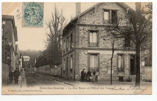SAINT LEU TAVERNY - Val d' Oise - CPA 95 - Rue Neuve et Hotel des Postes