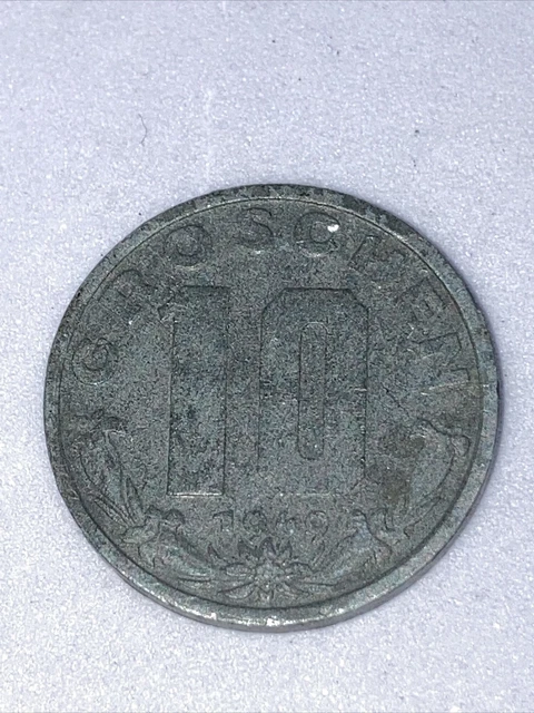 1949 Austrian Eagle 10 Groschen Austria Coin 3