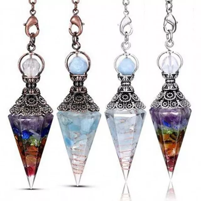 Natural Healing Chakra Crystal Quartz Reiki Orgonite Gems Stone Pendulum Pendant