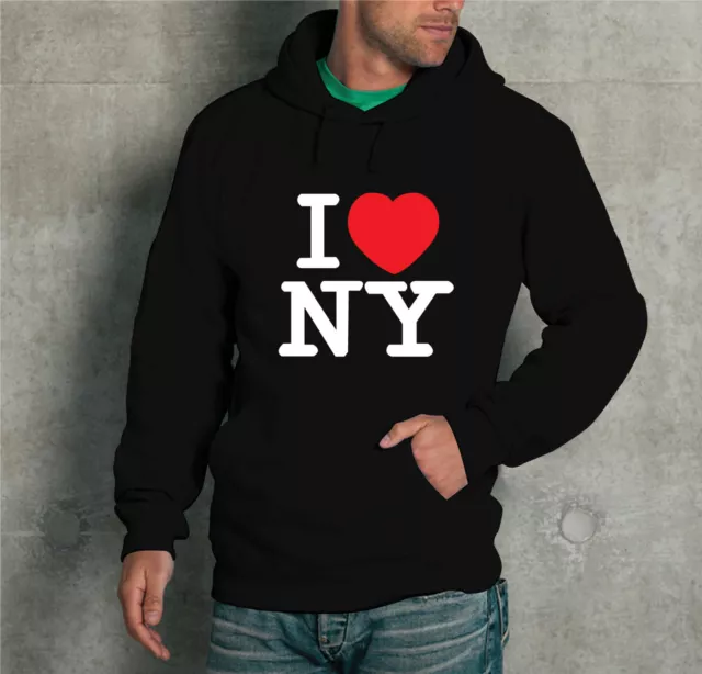 Felpa Con Cappuccio Unisex "I Love Ny" Uomo Donna Unisex S - M - L