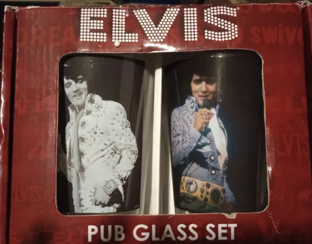 Elvis Presley Collector Edition Pub Glass Set preowned never used