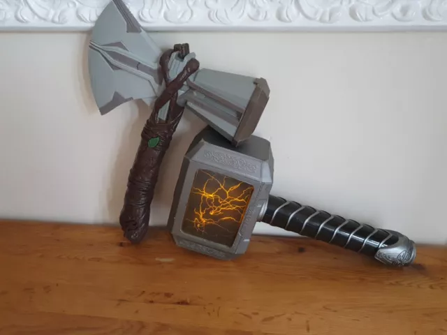 Thor Lightning Strike Hammer & Strombreaker Axe Cos Play Toy Working