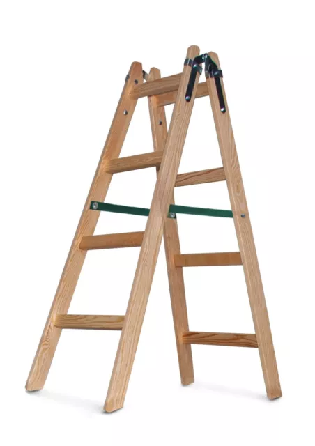 Holzleiter Leiter Trittleiter Klappleiter zweiseitige Mehrzweckleiter 4 Stufen