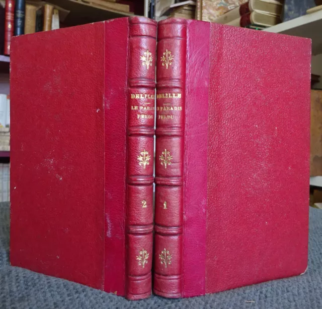 Delille-Le Paradis Perdu-1832-Littérature-Poésies-2 Vols Reliés-Hiard Éditeur