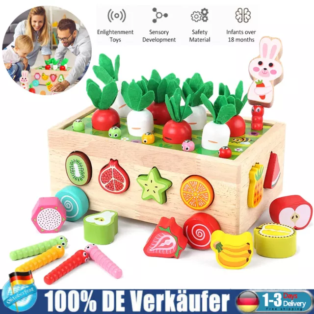 Holzspielzeug ab 1Jahr Baby Motorik Spielzeug Montessori Sortierspiel Holzpuzzle