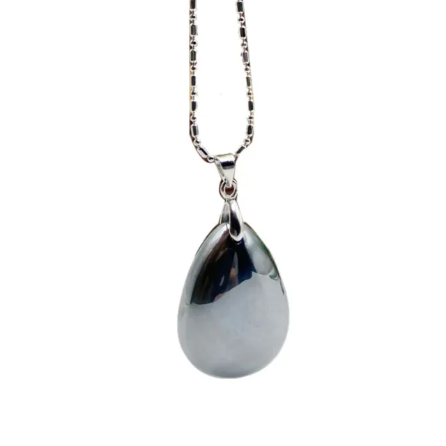 Natural Terahertz Wave Gemstone Drop Amulet Carved Pendant Necklace Healing 2