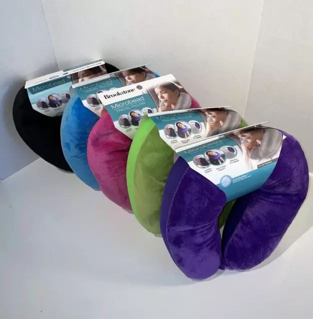 NEW BROOKSTONE Travel Neck Pillow Microbead Lumbar Snap Comforlite Pick Color
