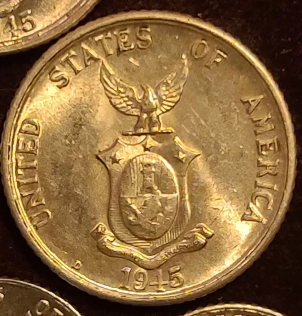 Vintage Phillipines Wwii Silver Coins 20 & 10 Centavo 1944 & 1945 Mint State Bu 3