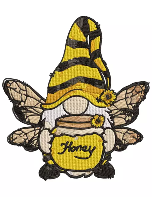 SUMMER HONEYBEE GNOME Embroidery Machine Design BROTHER Pattern PES HUS JEF DST