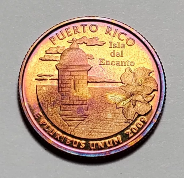 Toned 2009 S Puerto Rico Territory State Quarter Clad Proof Unc #C2052