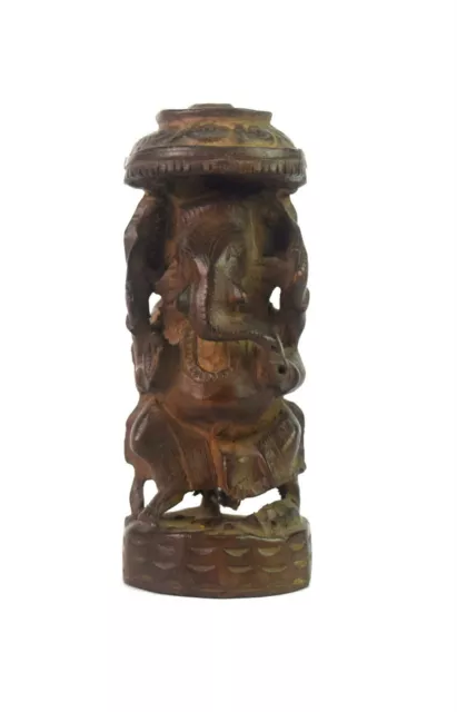 Vintage Beau Artisanal en Bois Ganesha Figuratif de Collection i71-407