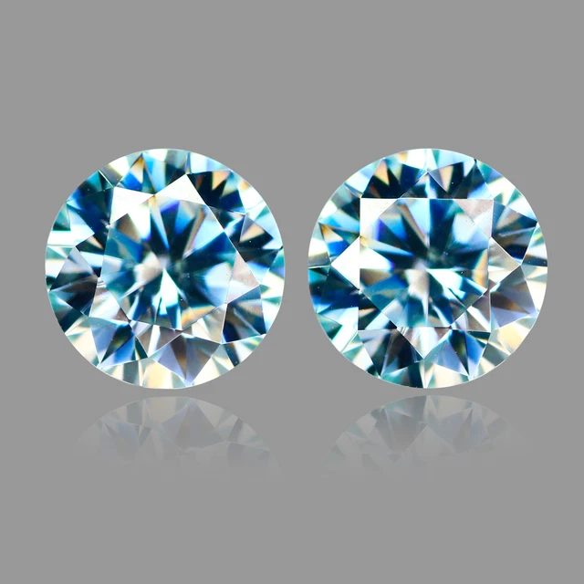 1.83 Ct IF 2 Pcs Lot Brilliant Round (Diamond Cut) 6.5 MM Aqua Blue Moissanite