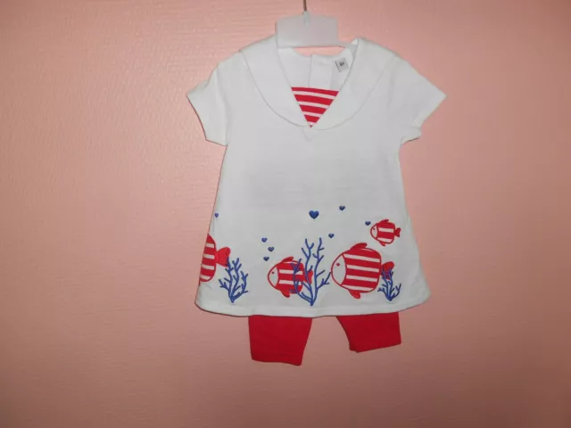 jolie Ensemble Robe + Legging 3/4 bébé fille 6 MOIS neuf