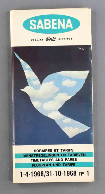 Sabena Timetable Summer April 1968 Airline Schedule No.1 Route Map