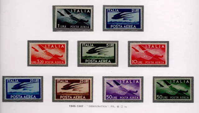 1946/48 Repubblica Democratica Posta Aerea Serie Completa 9 Valori G.i**