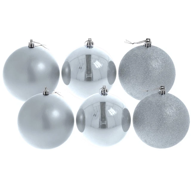 Christbaumkugeln Ø 10cm, 2 x 3 Stück, Silber