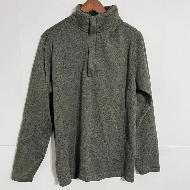 Weatherproof Vintage Mens Fleece Jacket Size L Olive 1/2 Zip Sweater Sherpa