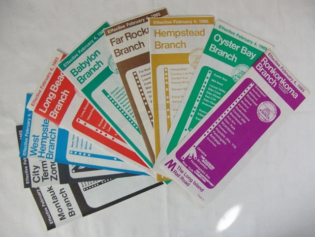 Lot of (9) Nine 1985 Long Island Rail Road Timetable LIRR Train Schedule NY