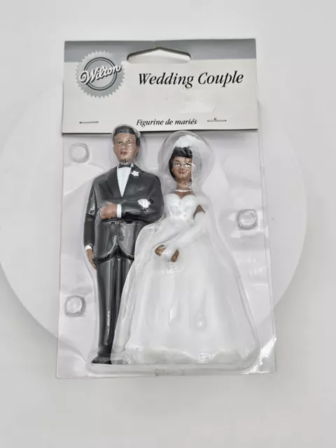 Wilton Black, African American Cake Topper, Bride and Groom Tall Classic Style