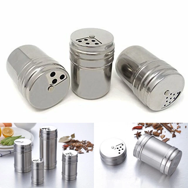 Botella de especias tanque de especias nuevo tapa giratoria acero inoxidable caja de especias multiusos