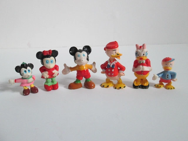 Mickey Mouse and Donald Duck Family Miniature Figures, Vintage Disney Toy LOT
