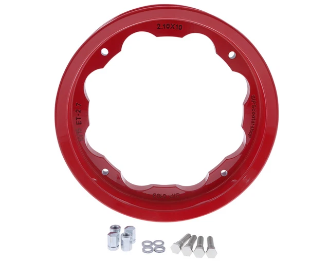 Jante sans chambre à air Alu SIP Lambetta 2.10-10 rouge
