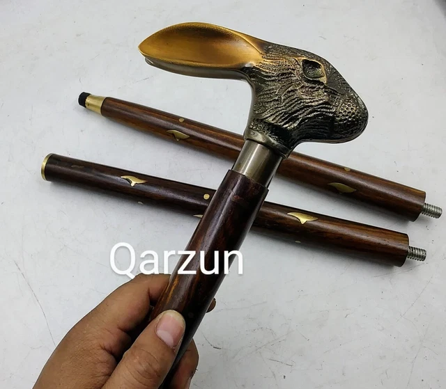 Set of Wooden Walking Cane for Women and Men | Beautiful Rabbit Antique Head Wal