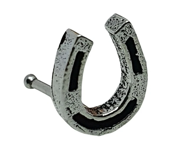 Stud de nariz de herradura 22 g (0,6 mm) Lucky Horseshoe 925 Sterling...