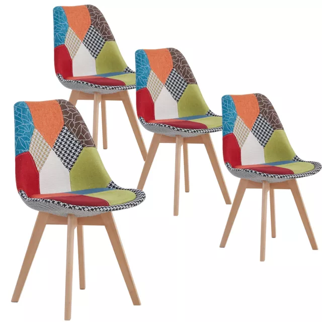 Pack de 4 Sillas de comedor Modernas Silla Cocina Diseño Patchwork Multicolor