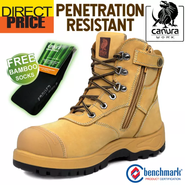 Canura Safety Work Boots Side Zip Anti Penetration 8605 Steel Toe Cap Press Shoe