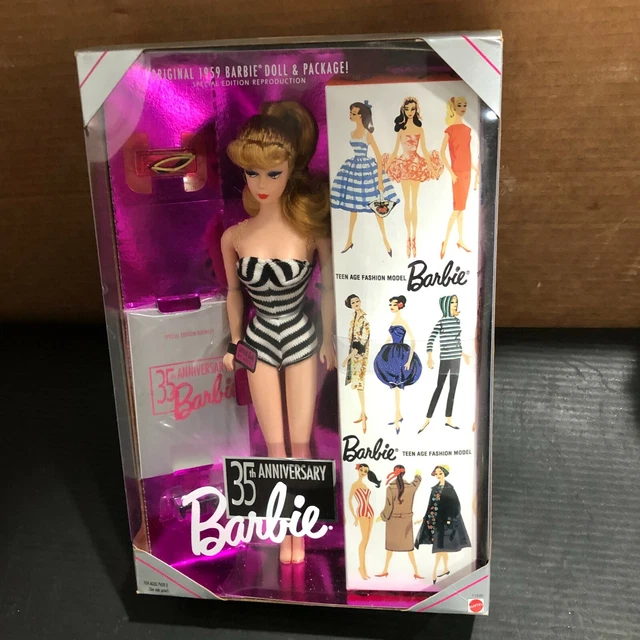ORIGINAL BARBIE BLONDE 1959 Doll Reproduction & Box 1993 35th ...