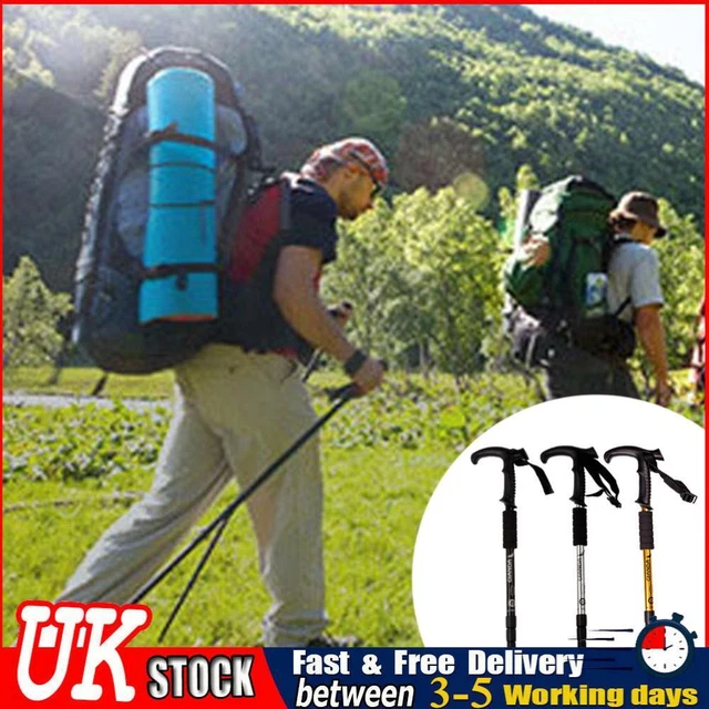 UK TELESCOPIC HIKING Sticks Bent Handle Climbing Canes Antishock