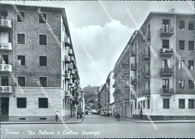 cg318 cartolina torino citta'   via oslavia e collina superga