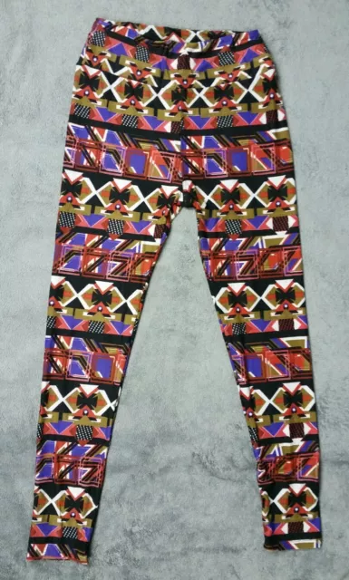 leggings DOUX LuLaRoe ROUGE NOIR tribal aztèque géométrique guerrier imprimé taille unique 3