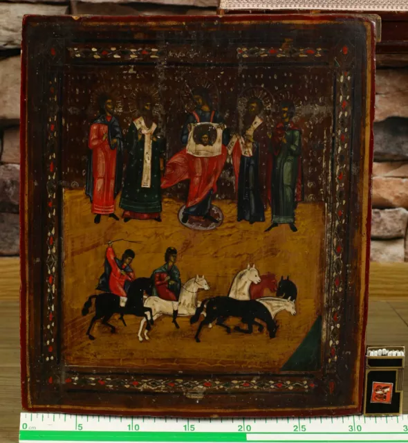 Antiguo Icono Arcángel Michael Pferde Rusia Schweisstuch Jesús Florus