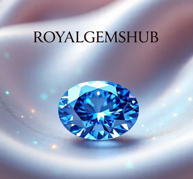 Diamant Naturel 1 Carat Couleur D Pureté VVS1 Coupe Ovale Bleu - Qualité Supérieure - Neuf