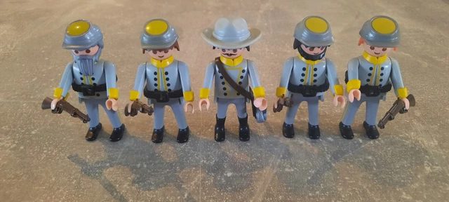 5 X SÜDSTAATLER CAVALLO SOLDATO BUTTERNUT PLAYMOBIL Per Cavaliere Cintura - RARA