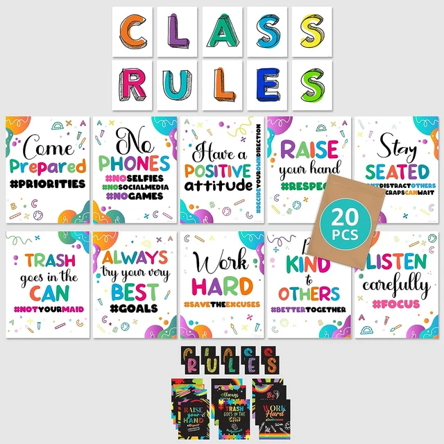 20 CLASS RULES Poster for Classroom Classroom Rules Poster Middle