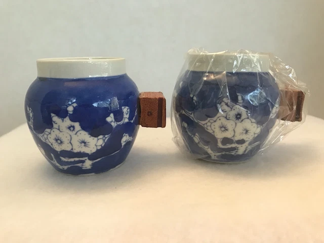 Ceramic Cup Bird Bowl Green Rose Bamboo Bird Cage Feeder Set 2 Large Size