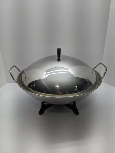 Vintage Farberware WOK 14 Electric Skillet Cord Model 303 Frying Pan  Stainless Steel Aluminum CLAD Mid Century Atomic Kitchen Appliance 