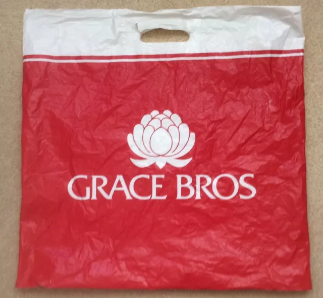 Collectable GRACE BROS Red &White / Waratah Plastic Carry Bag 50x50 Cm