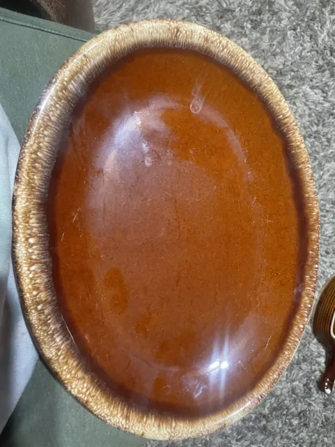 Vintage Hull Pottery Brown Drip Glaze Dish Oval Platter 12 inch Oven Proof
