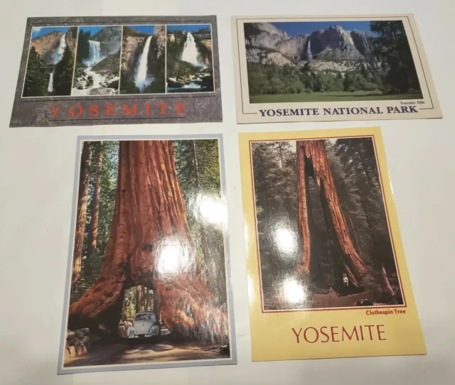 Lot Of 4 Vintage  Yosemite National Park Postcards