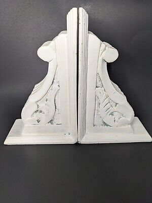 Corbels Pair Vintage Architectural White Salvage Hand carved Ornate decor