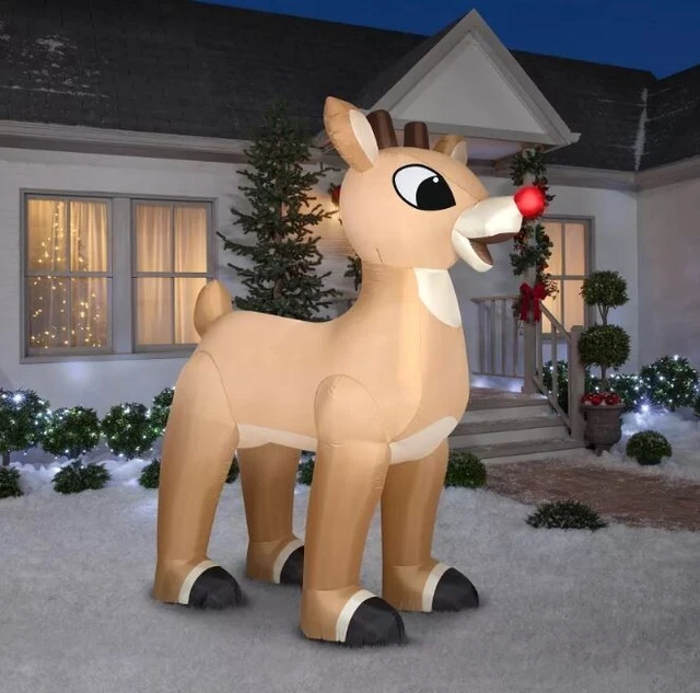 10' GIANT RUDOLPH THE RED NOSED REINDEER Airblown Lighted Yard ...