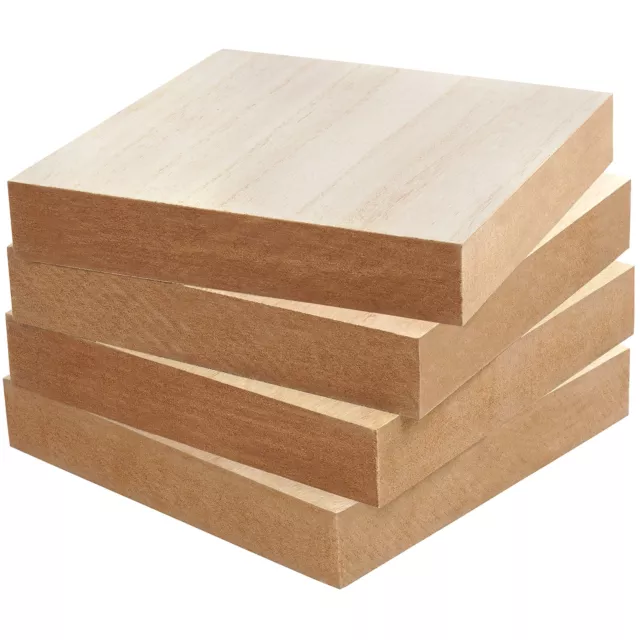 Belle Vous Naturbelassene Quadratische Holzplatten zum Basteln (4 Stk) - L15 x