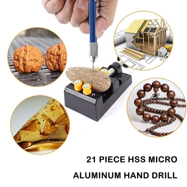 21pc FINE TINY NUMBERED 61-80 MINI JEWELER'S DRILL PIN BIT CHUCK-VICES VISE V2T2