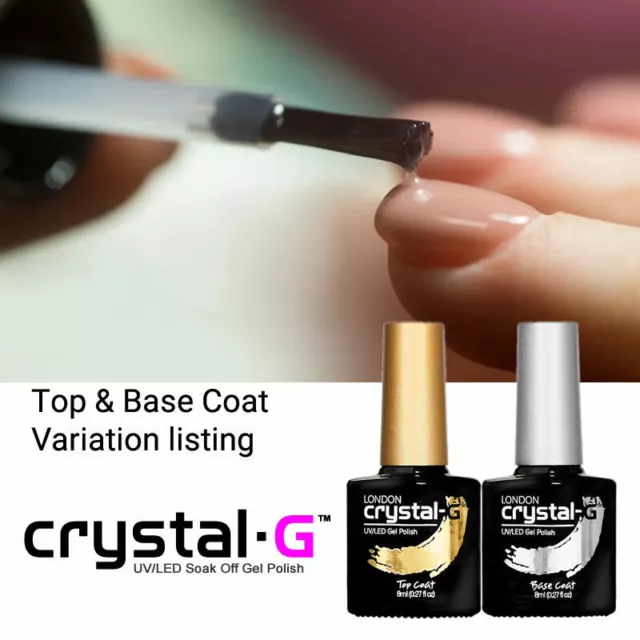 Crystal - G London Top Coat & Base Coat Twin Pack UV LED Gel Nail Polish NEW