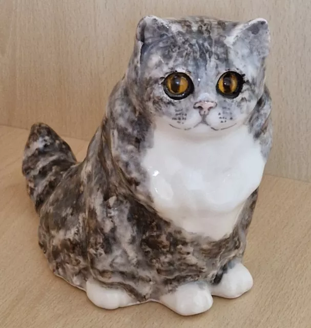 Jenny Winstanley Pottery Size 2 Persian Kitten Cat Cathedral Glass Eyes New