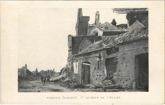 CPA War Military MOREUIL Around the Church (807524)